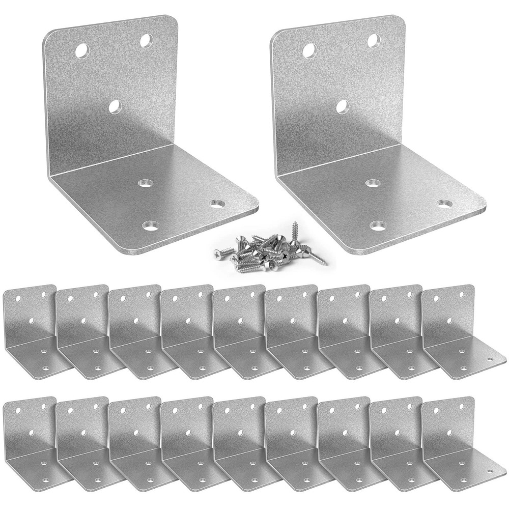Riuog 20 Pcs 2x2in Patterned Metal Corner Braces 90° L Brackets w/Screws
